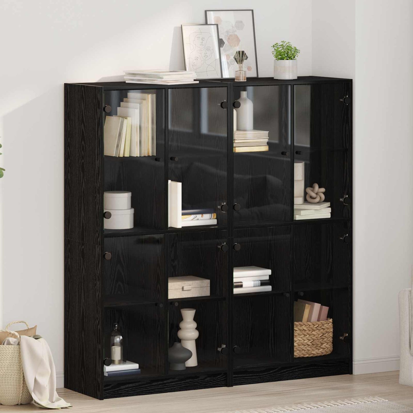 Magasfiú 2 db Fekete tölgy 68 x 37 x 142 cm Szerelt Fa