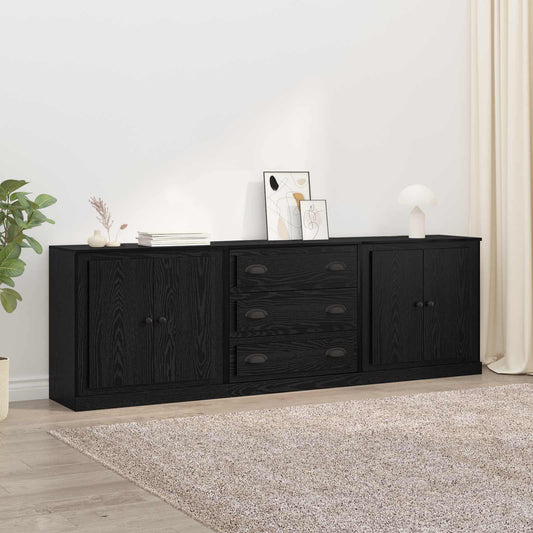 Oldalszekrények fiókkal 3 pcs Fekete Tölgy 210 x 35,5 x 67,5 cm