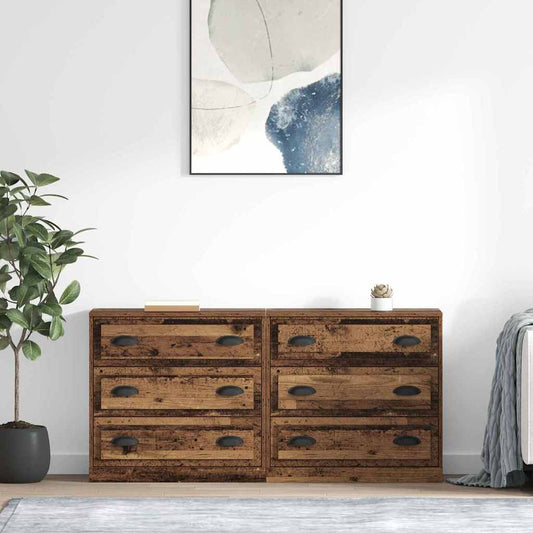 Oldalszekrények 2 pcs Öreg fa 70 x 35,5 x 67,5 cm Faanyag