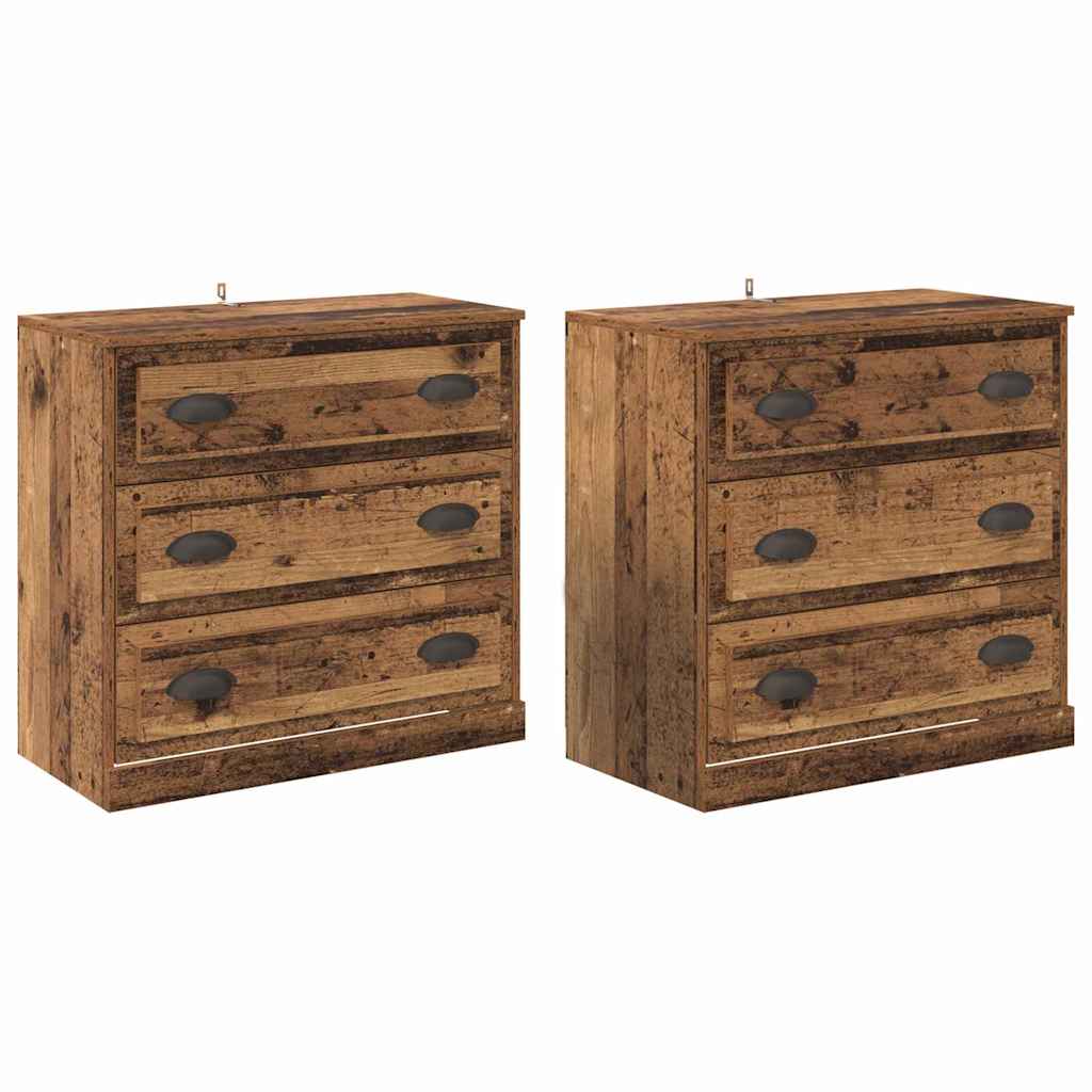 Oldalszekrények 2 pcs Öreg fa 70 x 35,5 x 67,5 cm Faanyag