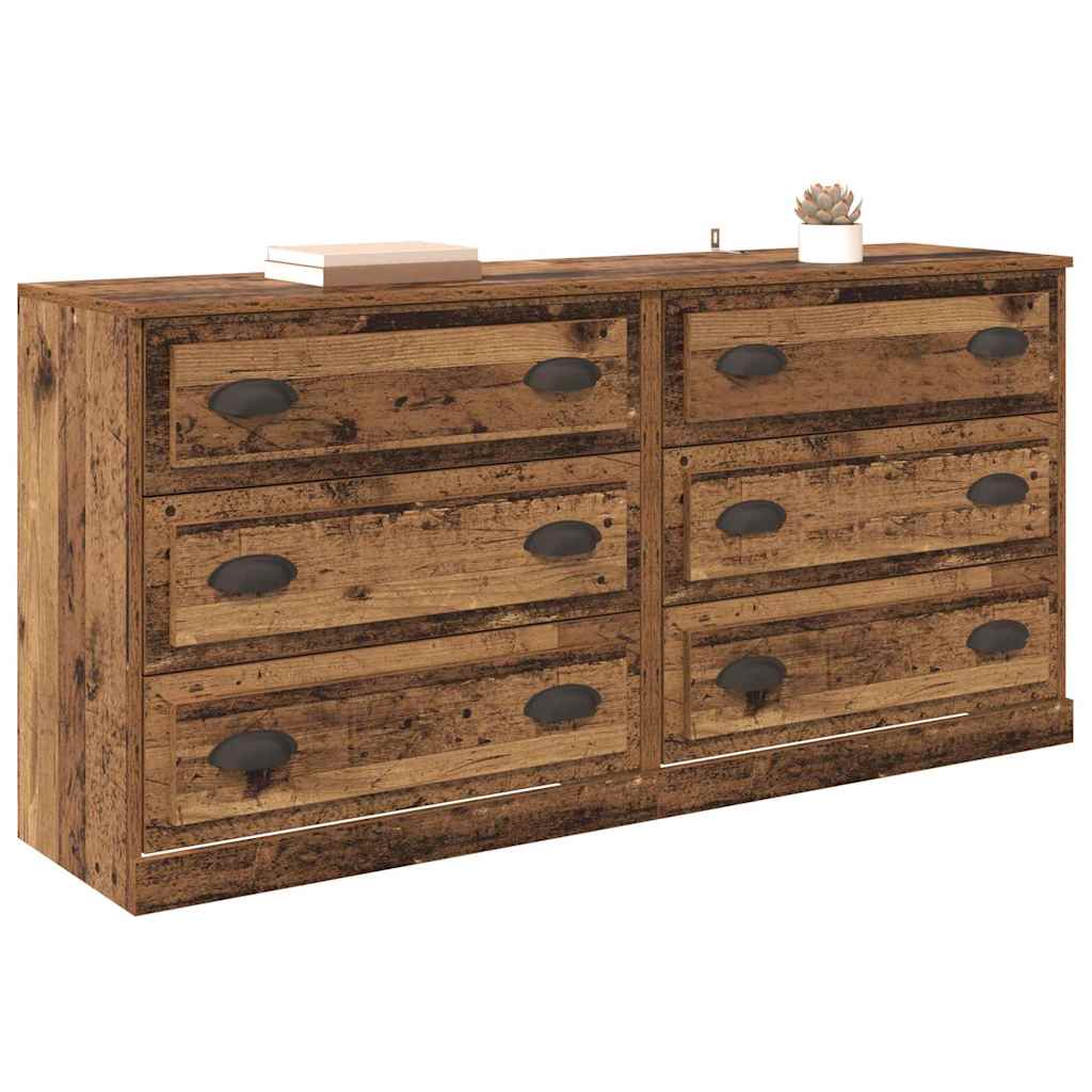 Oldalszekrények 2 pcs Öreg fa 70 x 35,5 x 67,5 cm Faanyag