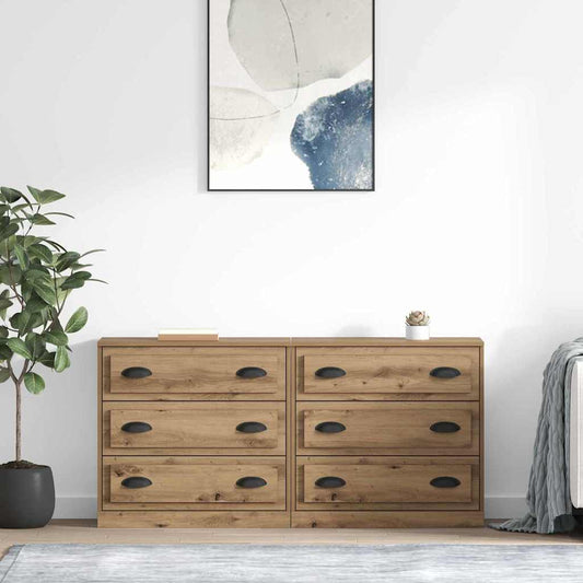 Oldalszekrények 2 pcs Artisan tölgy 70 x 35,5 x 67,5 cm Faanyag
