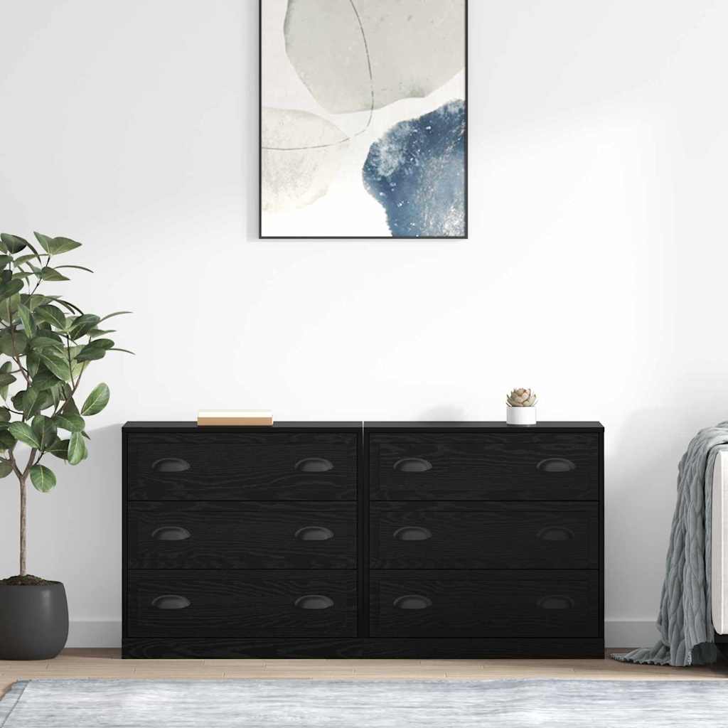 Oldalszekrények 2 pcs Fekete tölgy 70 x 35,5 x 67,5 cm Faanyag