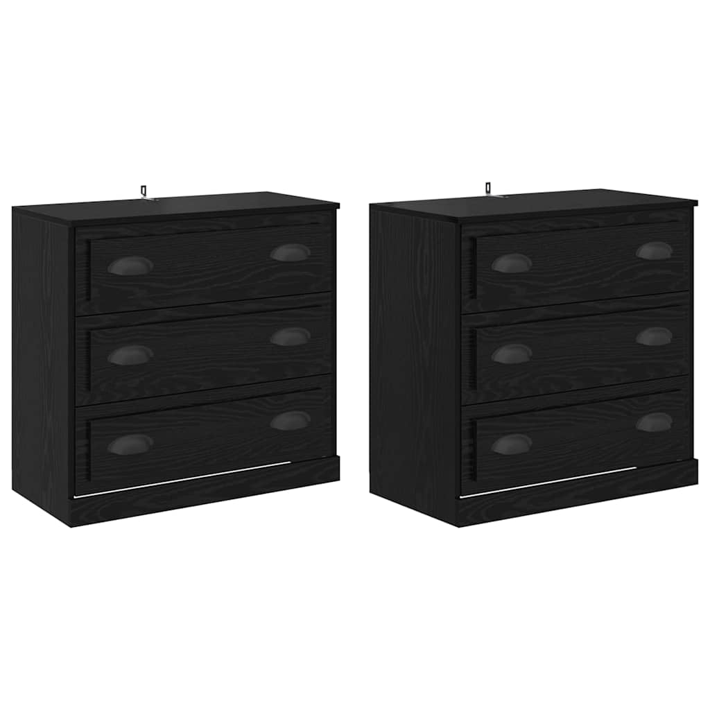 Oldalszekrények 2 pcs Fekete tölgy 70 x 35,5 x 67,5 cm Faanyag