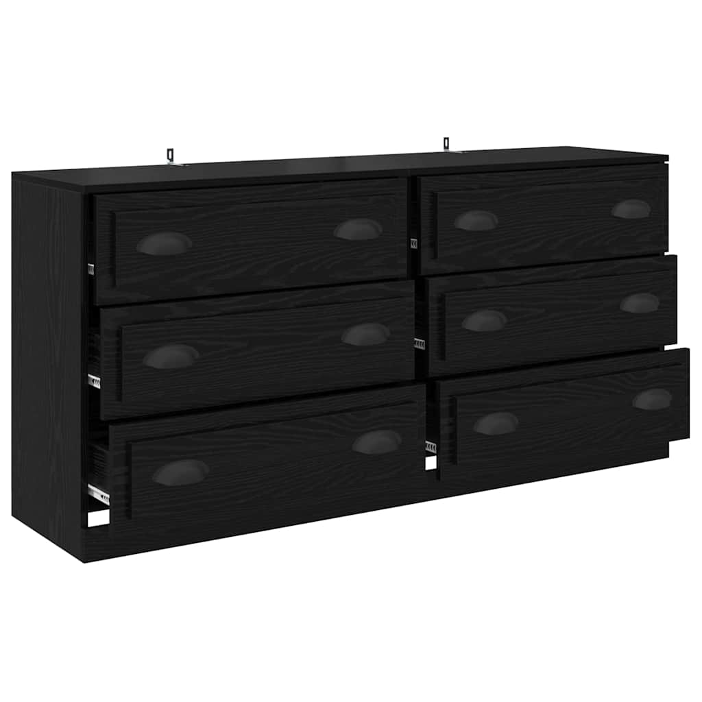 Oldalszekrények 2 pcs Fekete tölgy 70 x 35,5 x 67,5 cm Faanyag