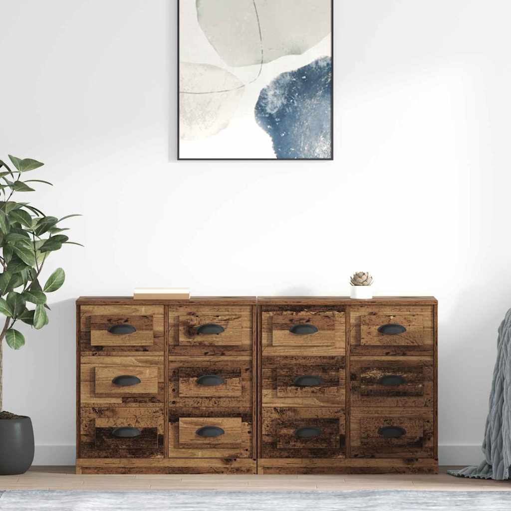 Oldalszekrények 2 db Öreg fa 70 x 35,5 x 67,5 cm Szerelt Fa