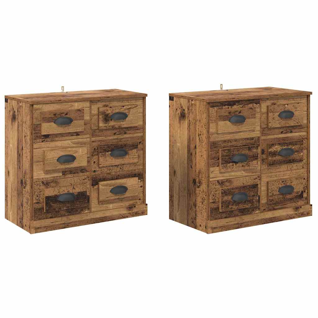 Oldalszekrények 2 db Öreg fa 70 x 35,5 x 67,5 cm Szerelt Fa