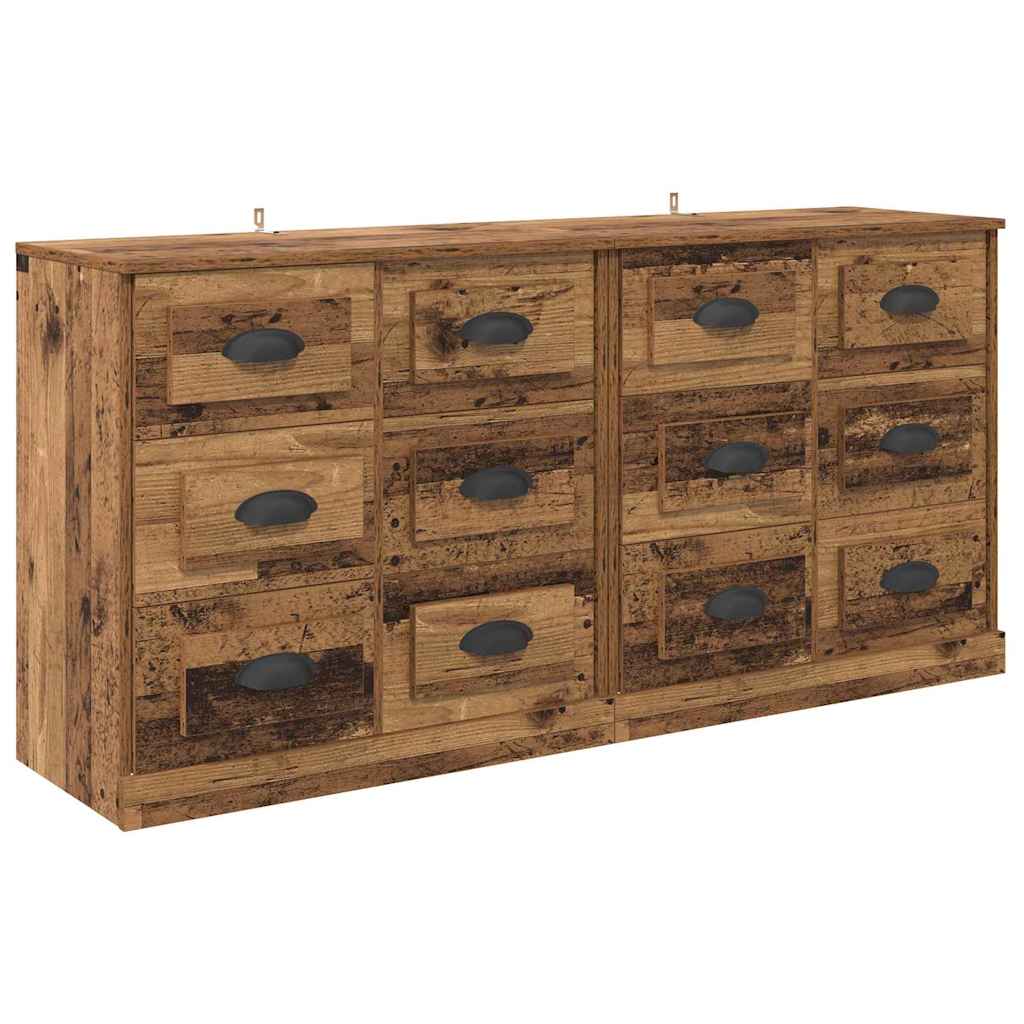 Oldalszekrények 2 db Öreg fa 70 x 35,5 x 67,5 cm Szerelt Fa