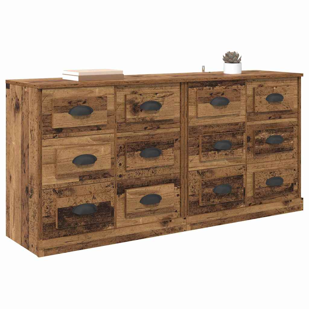 Oldalszekrények 2 db Öreg fa 70 x 35,5 x 67,5 cm Szerelt Fa