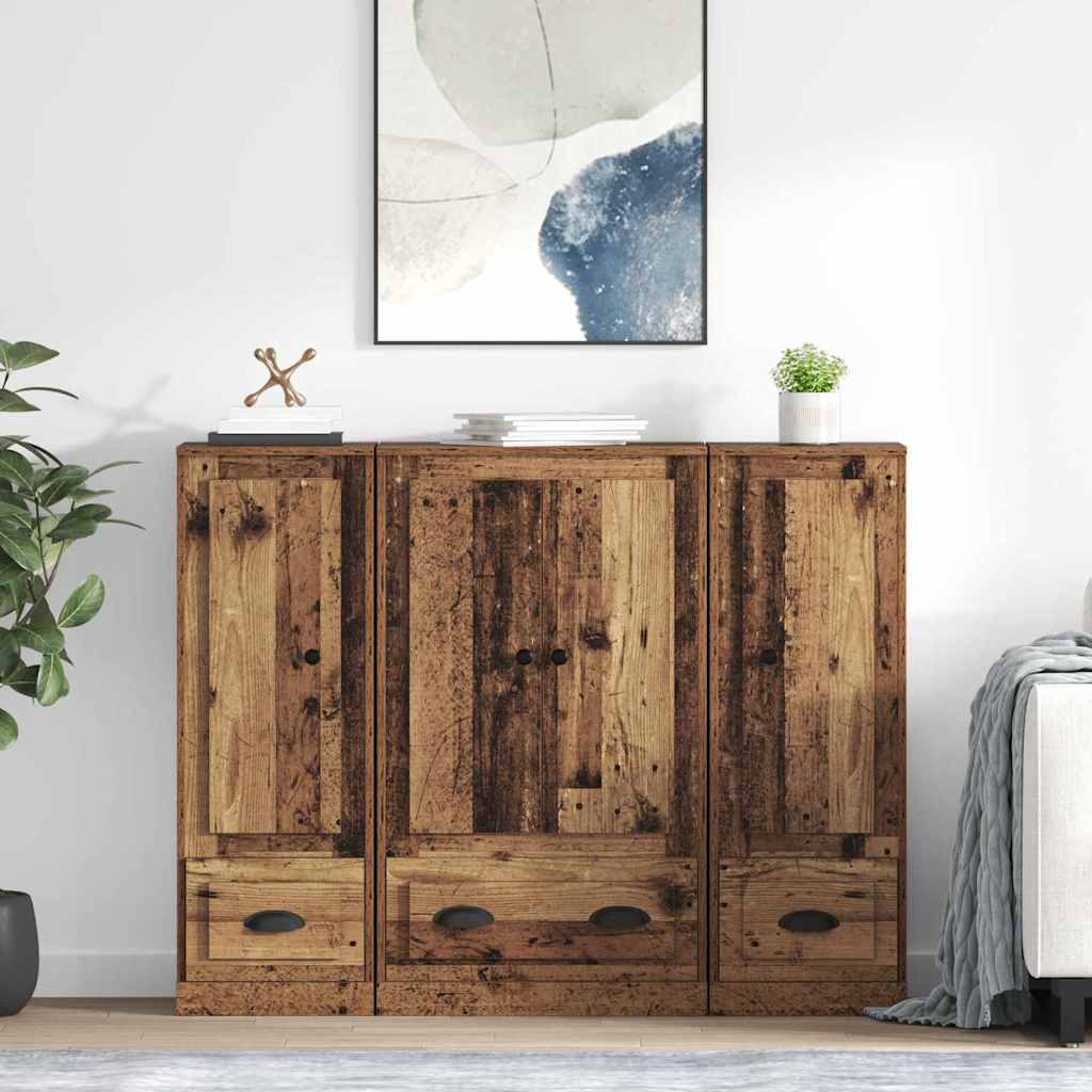 Magasfiú 3 pcs Öreg fa 132 x 35,5 x 103,5 cm Szerelt Fa