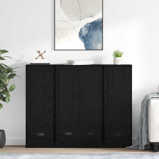 Magasfiú fiókkal 3 pcs Fekete tölgy Faanyag