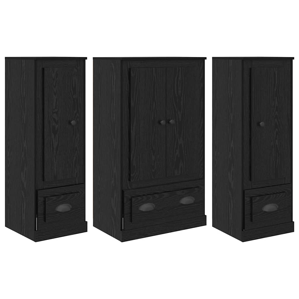Magasfiú 3 pcs Fekete tölgy 132 x 35,5 x 103,5 cm Szerelt Fa
