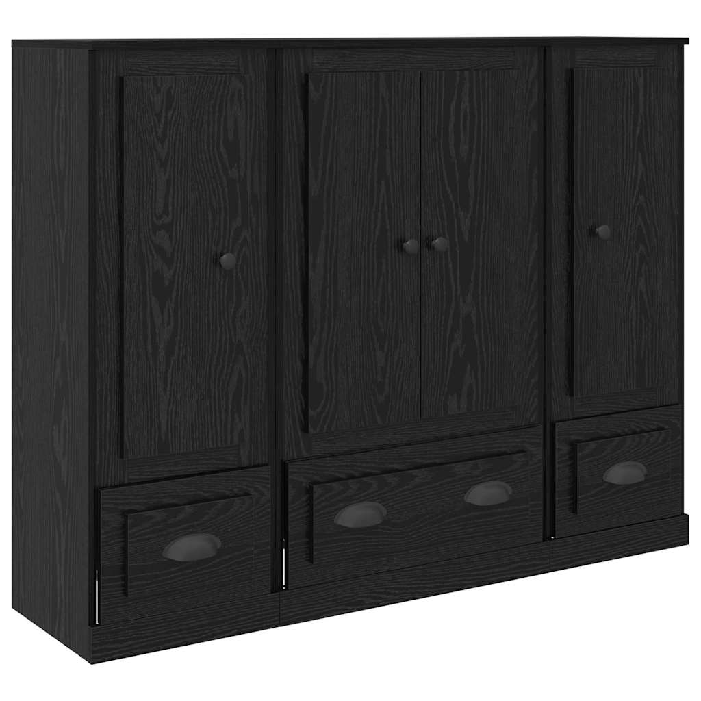 Magasfiú 3 pcs Fekete tölgy 132 x 35,5 x 103,5 cm Szerelt Fa