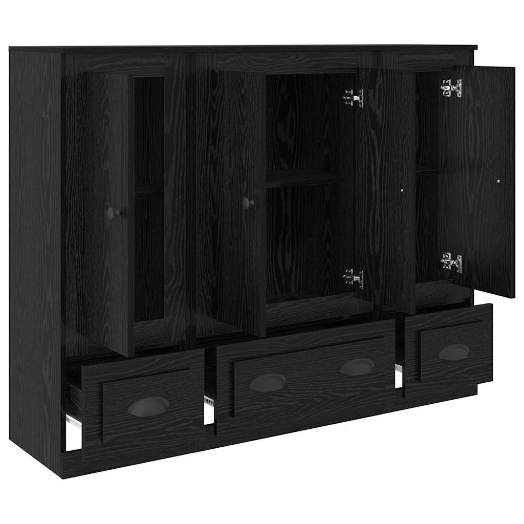 Magasfiú 3 pcs Fekete tölgy 132 x 35,5 x 103,5 cm Szerelt Fa