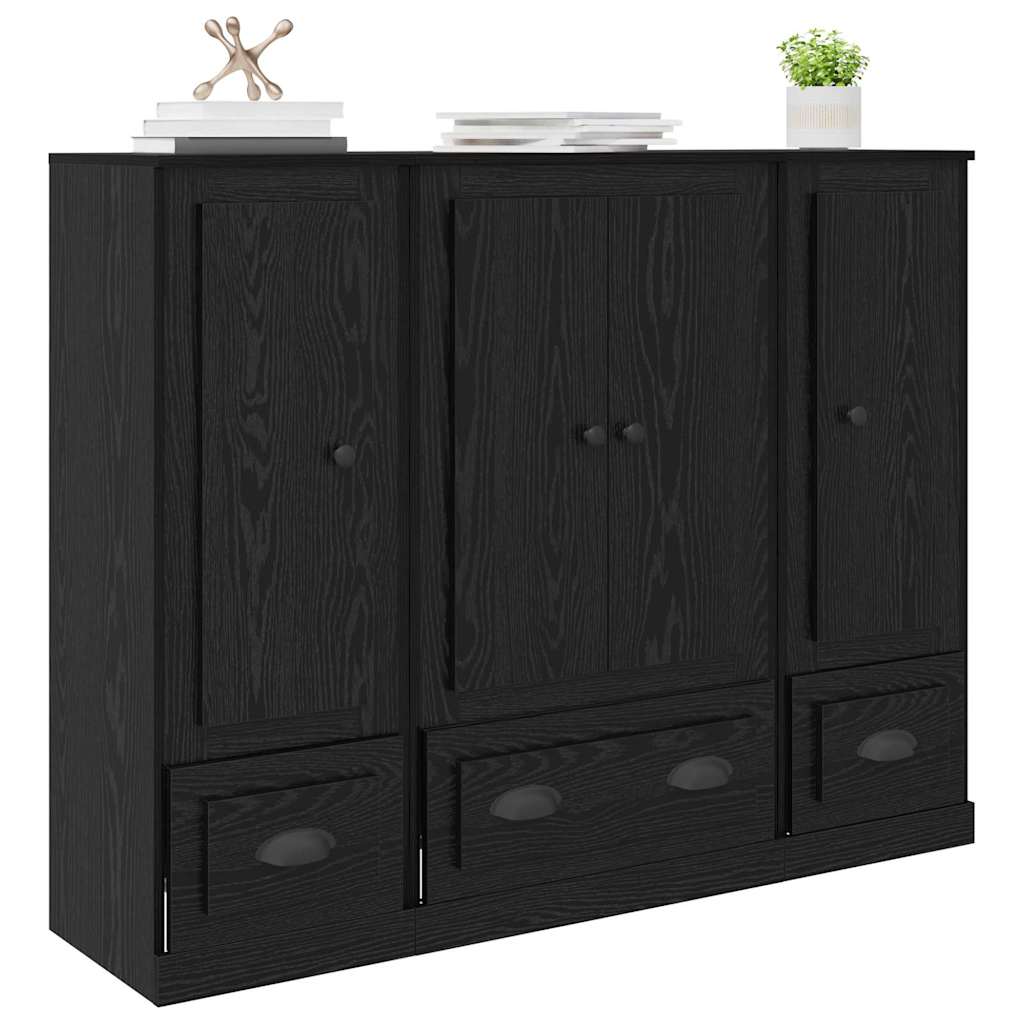 Magasfiú 3 pcs Fekete tölgy 132 x 35,5 x 103,5 cm Szerelt Fa