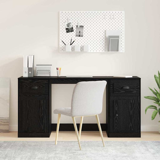Íróasztal szekrénnyel Fekete tölgy 154,5 x 50 x 75 cm Faanyag
