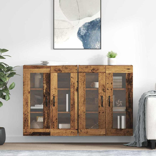 Fali Szekrények 2 pcs Öreg fa 69,5 x 34 x 90 cm Faanyag