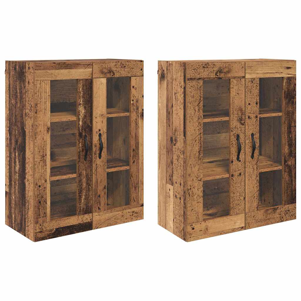 Fali Szekrények 2 pcs Öreg fa 69,5 x 34 x 90 cm Szerelt Fa