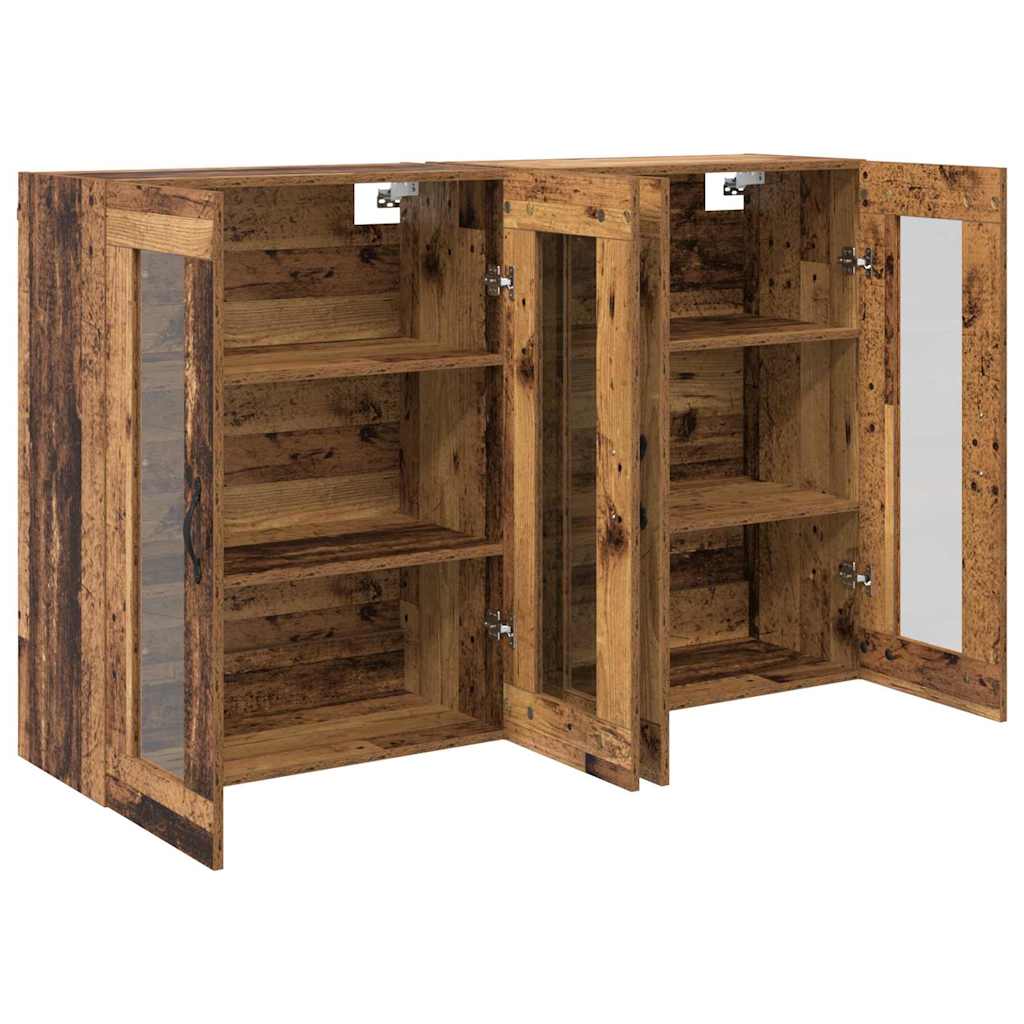 Fali Szekrények 2 pcs Öreg fa 69,5 x 34 x 90 cm Szerelt Fa