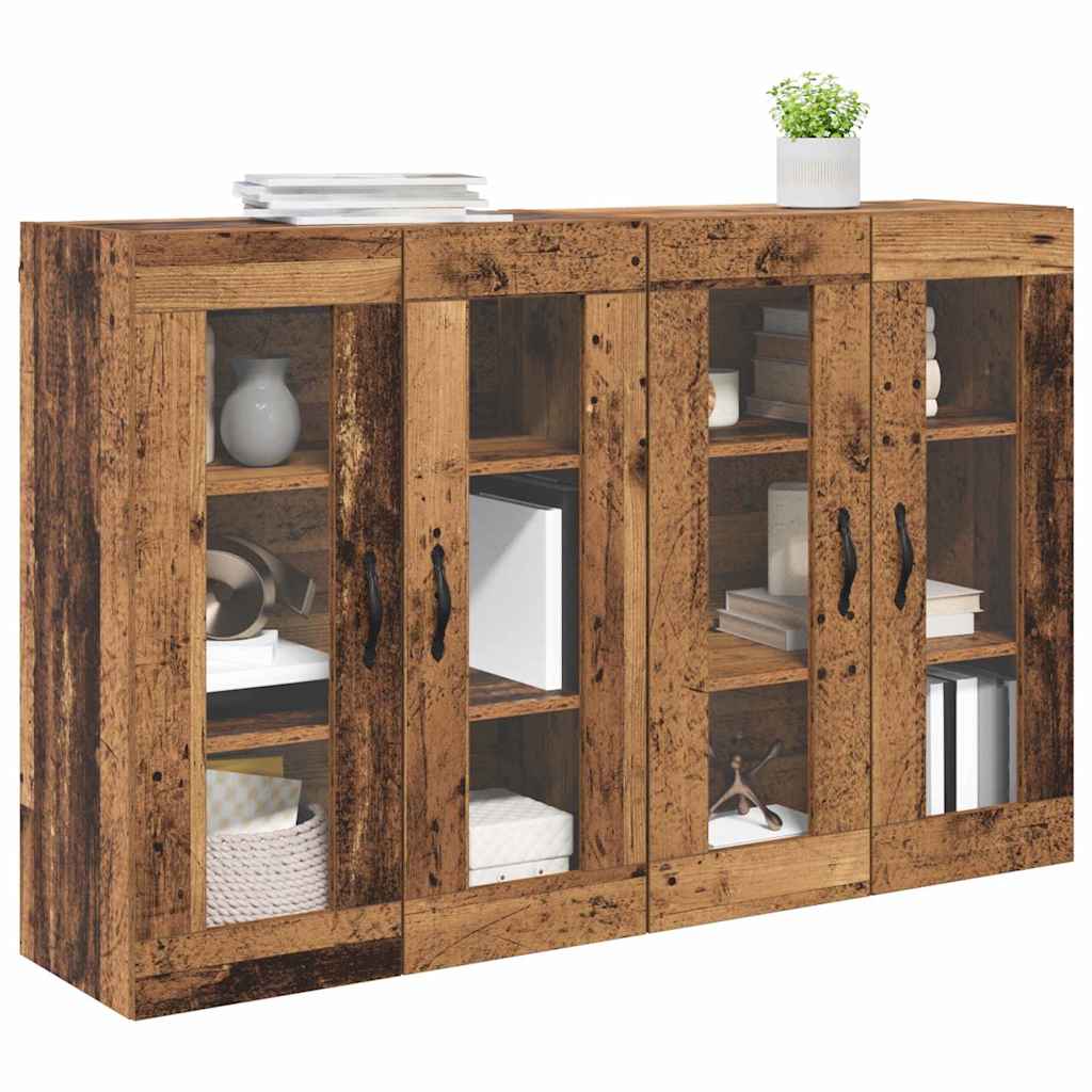 Fali Szekrények 2 pcs Öreg fa 69,5 x 34 x 90 cm Szerelt Fa