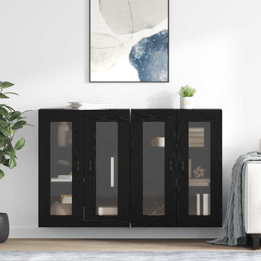 Fali Szekrények 2 pcs Fekete tölgy 69,5 x 34 x 90 cm Faanyag