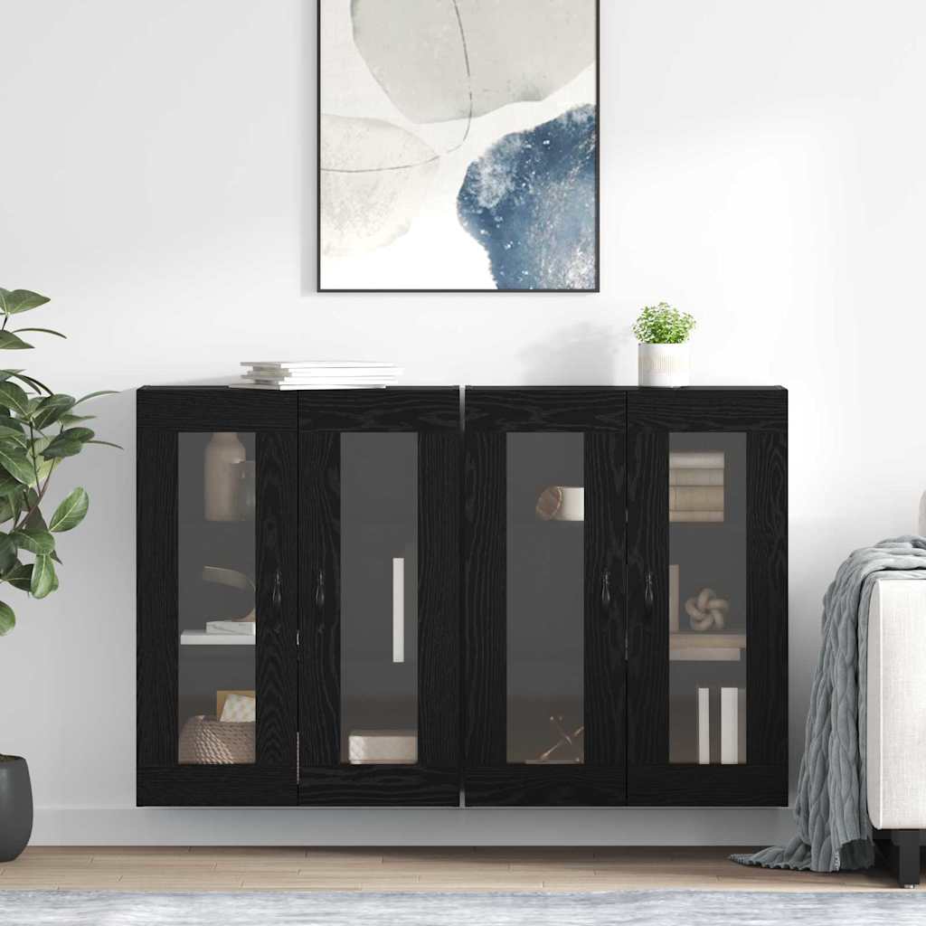 Fali Szekrények 2 pcs Fekete tölgy 69,5 x 34 x 90 cm Faanyag