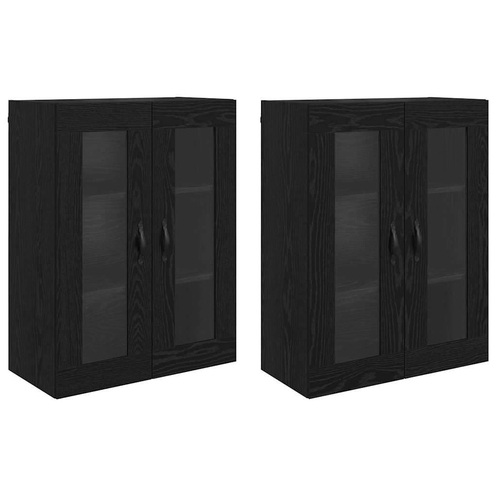 Fali Szekrények 2 pcs Fekete tölgy 69,5 x 34 x 90 cm Faanyag