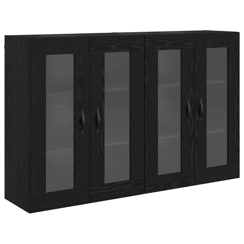 Fali Szekrények 2 pcs Fekete tölgy 69,5 x 34 x 90 cm Faanyag