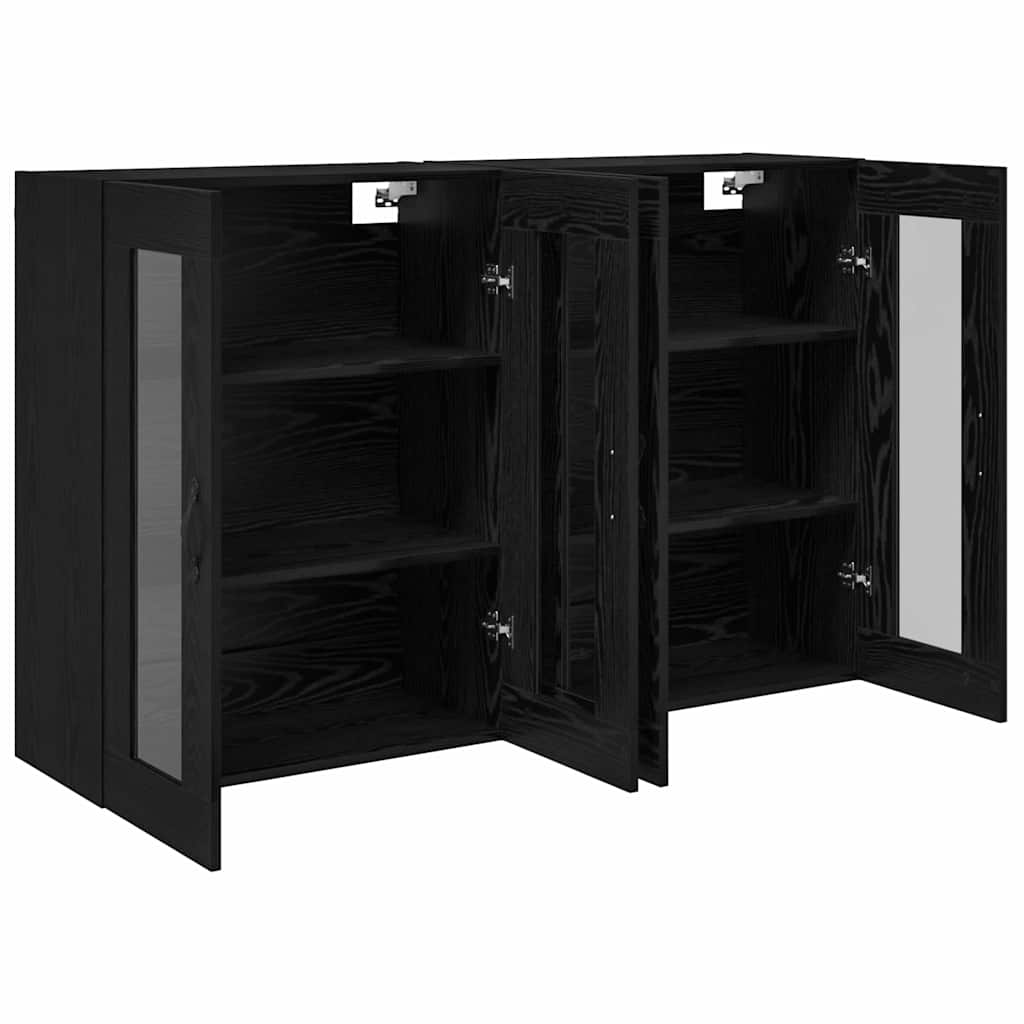 Fali Szekrények 2 pcs Fekete tölgy 69,5 x 34 x 90 cm Faanyag