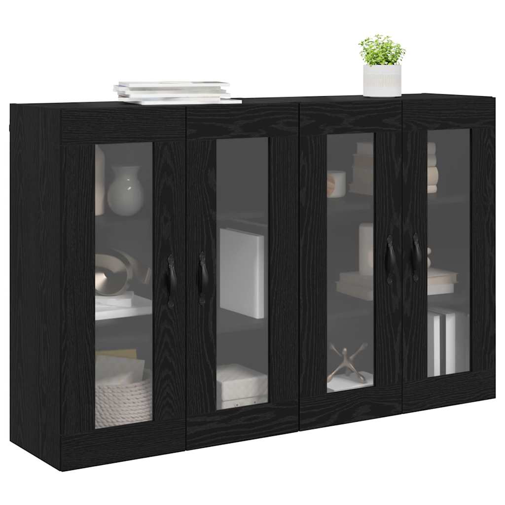Fali Szekrények 2 pcs Fekete tölgy 69,5 x 34 x 90 cm Faanyag