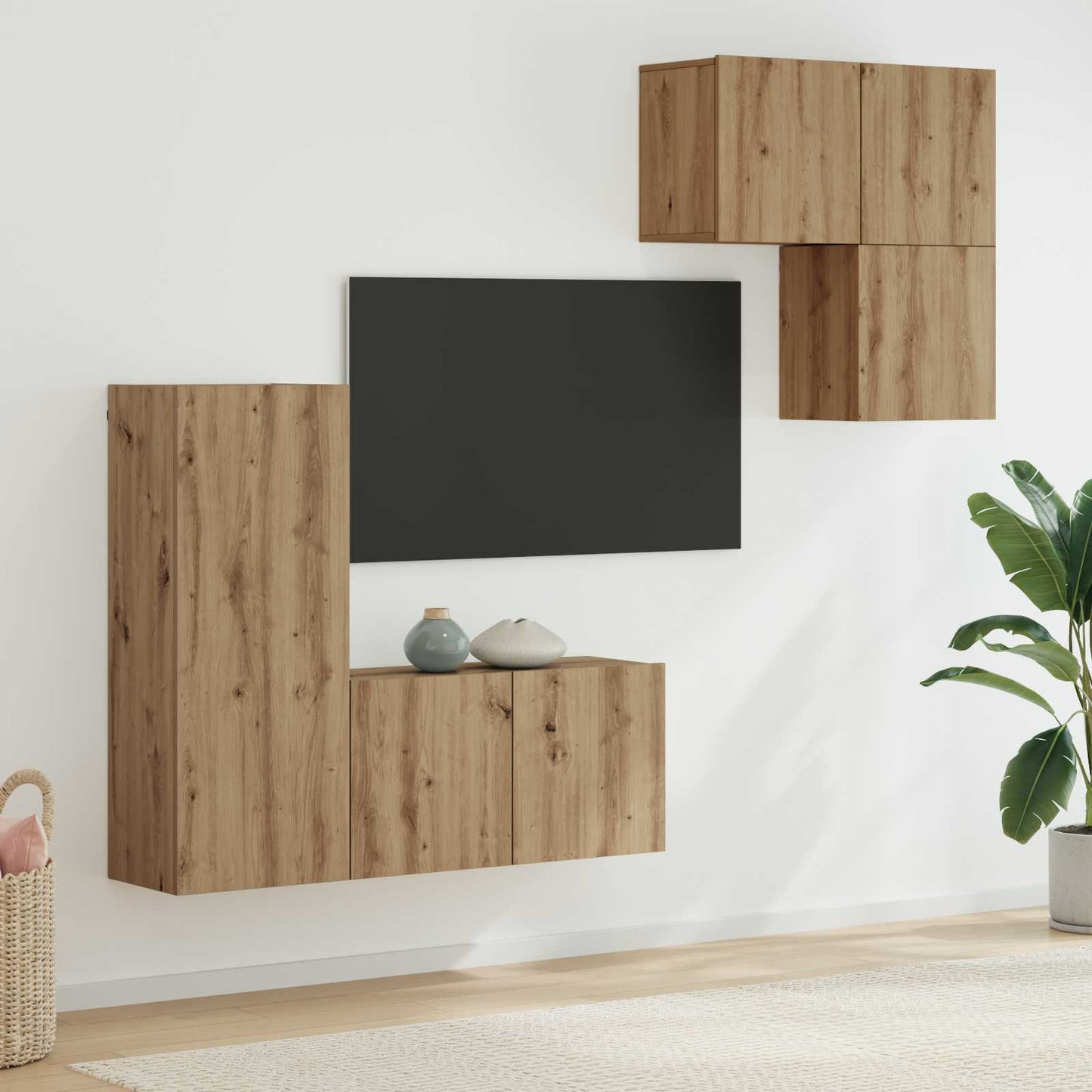 TV szekrény 4 db Artisan tölgy Szerelt Fa