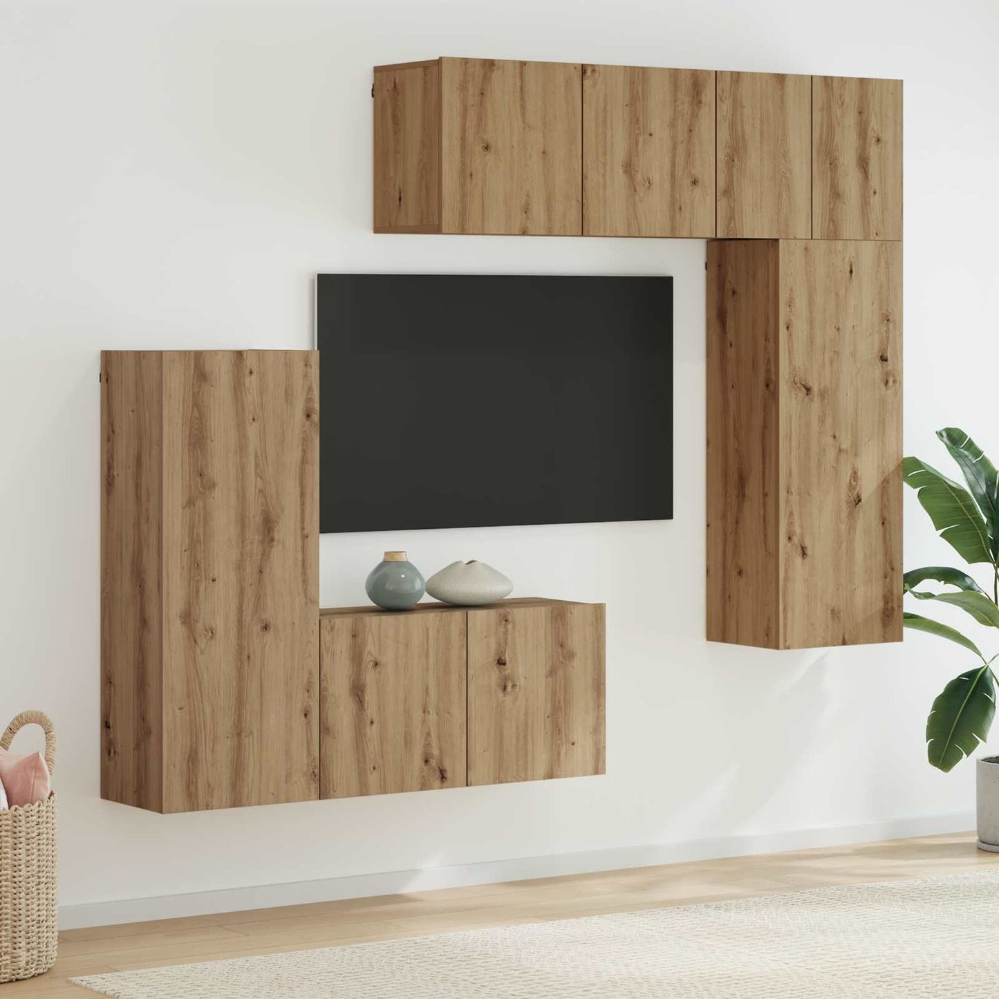 TV faliszekrény 5 db Artisan tölgy Szerelt Fa