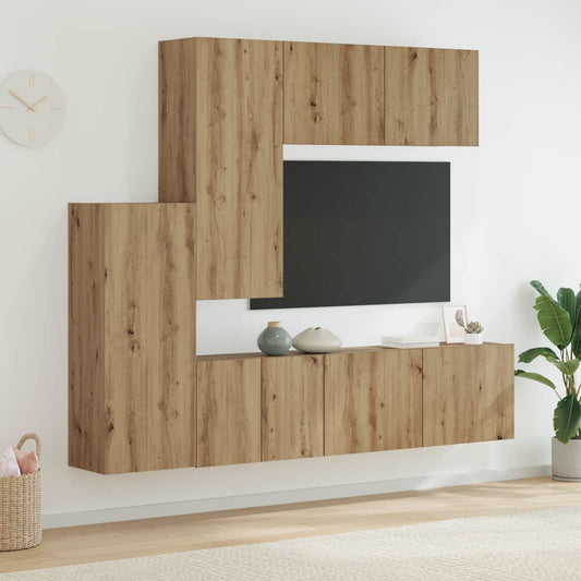 TV faliszekrény Falra szerelhető 5 pcs Artisan tölgy Faanyag