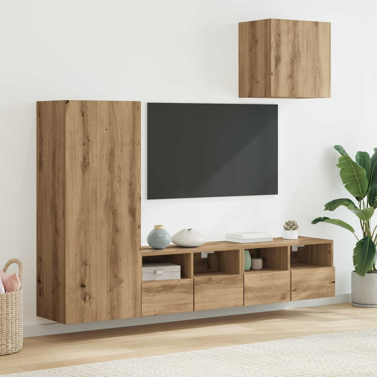 TV Fali Egységek 4 db Artisan tölgy Szerelt Fa