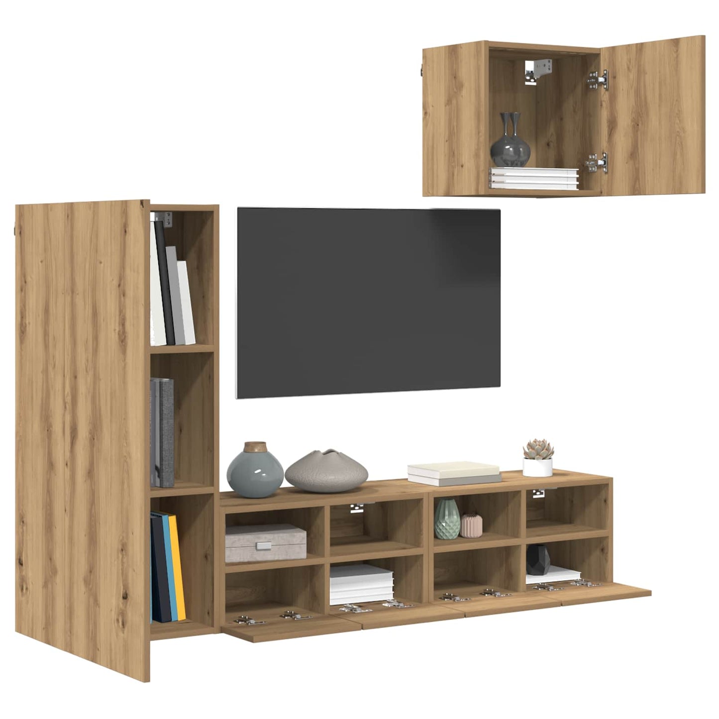 TV Fali Egységek 4 db Artisan tölgy Szerelt Fa