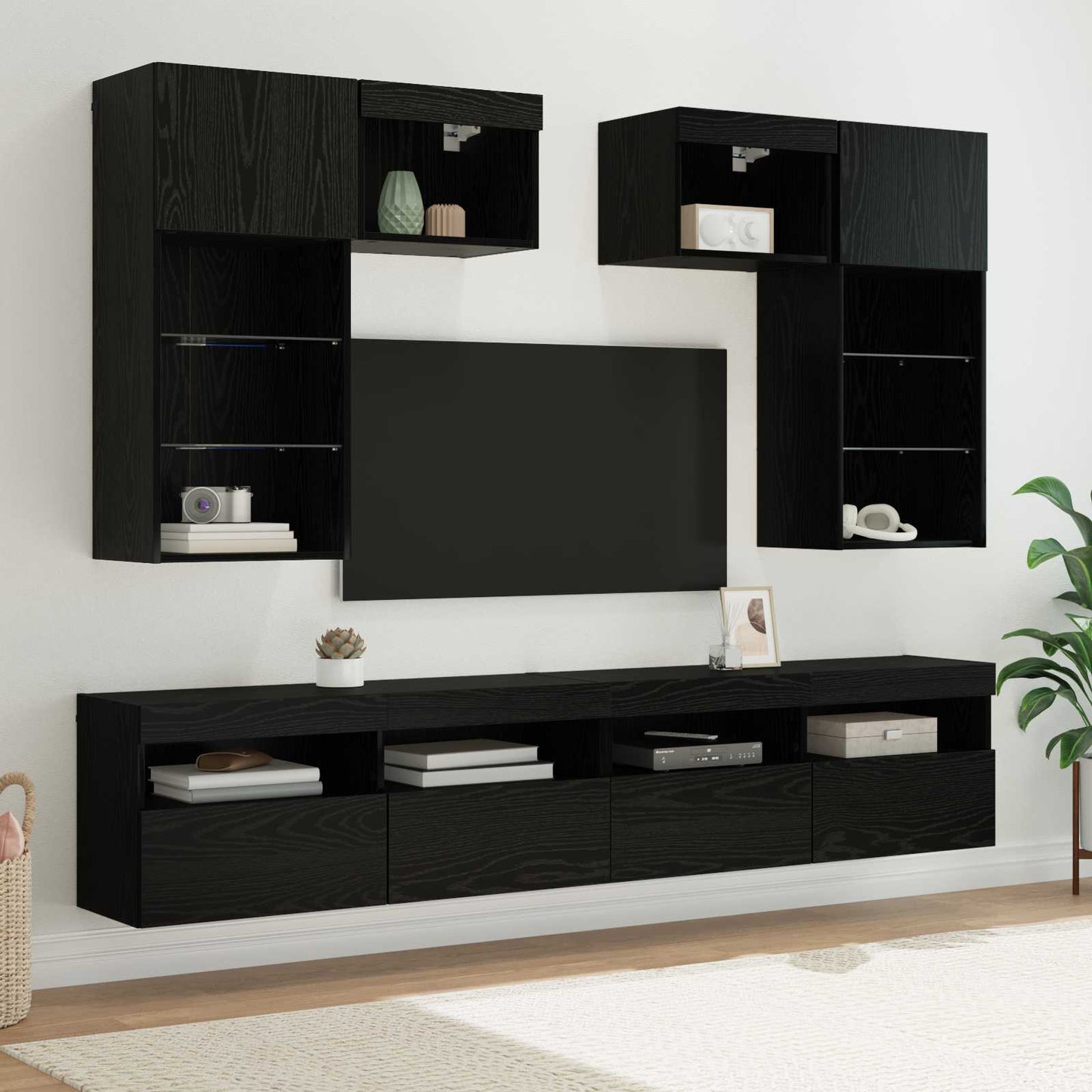 TV Fali Egységek 6 pcs Artisan tölgy Szerelt Fa