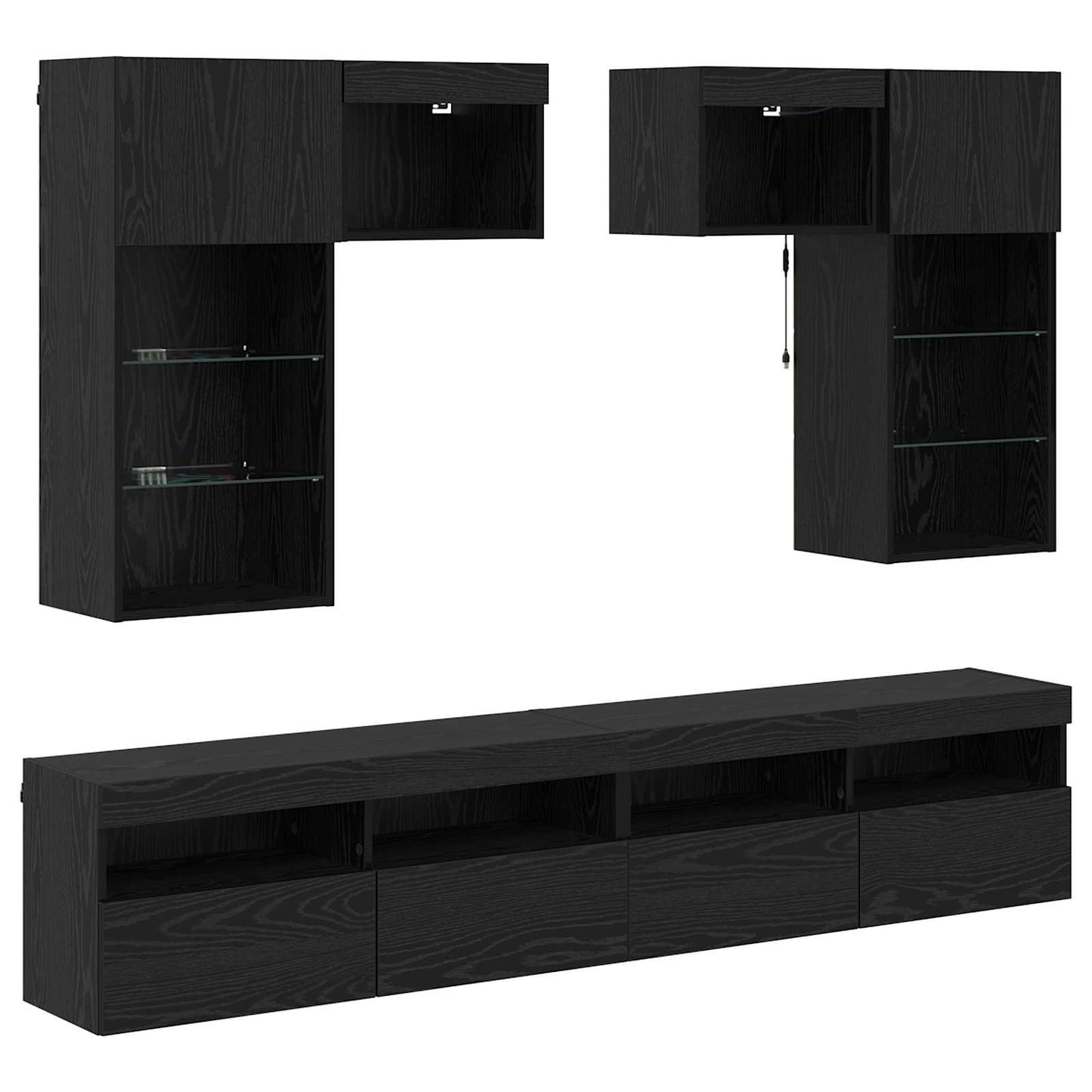 TV Fali Egységek 6 pcs Artisan tölgy Szerelt Fa