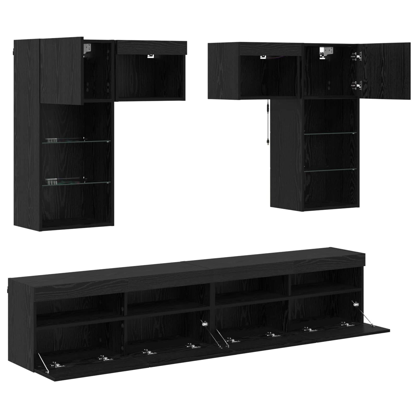 TV Fali Egységek 6 pcs Artisan tölgy Szerelt Fa