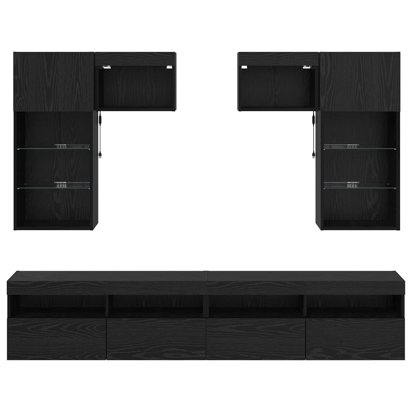 TV Fali Egységek 6 pcs Artisan tölgy Szerelt Fa