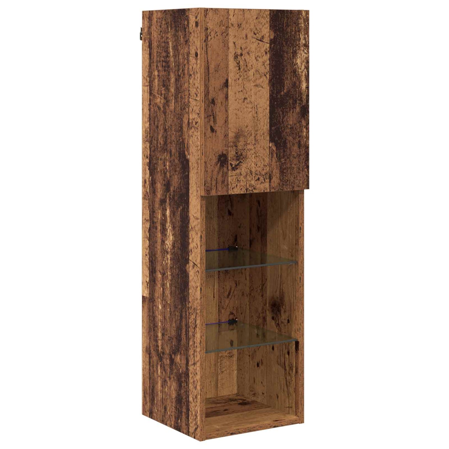 TV falit kabinet szett LED -es lámpákkal 7 pcs Öreg fa Faanyag