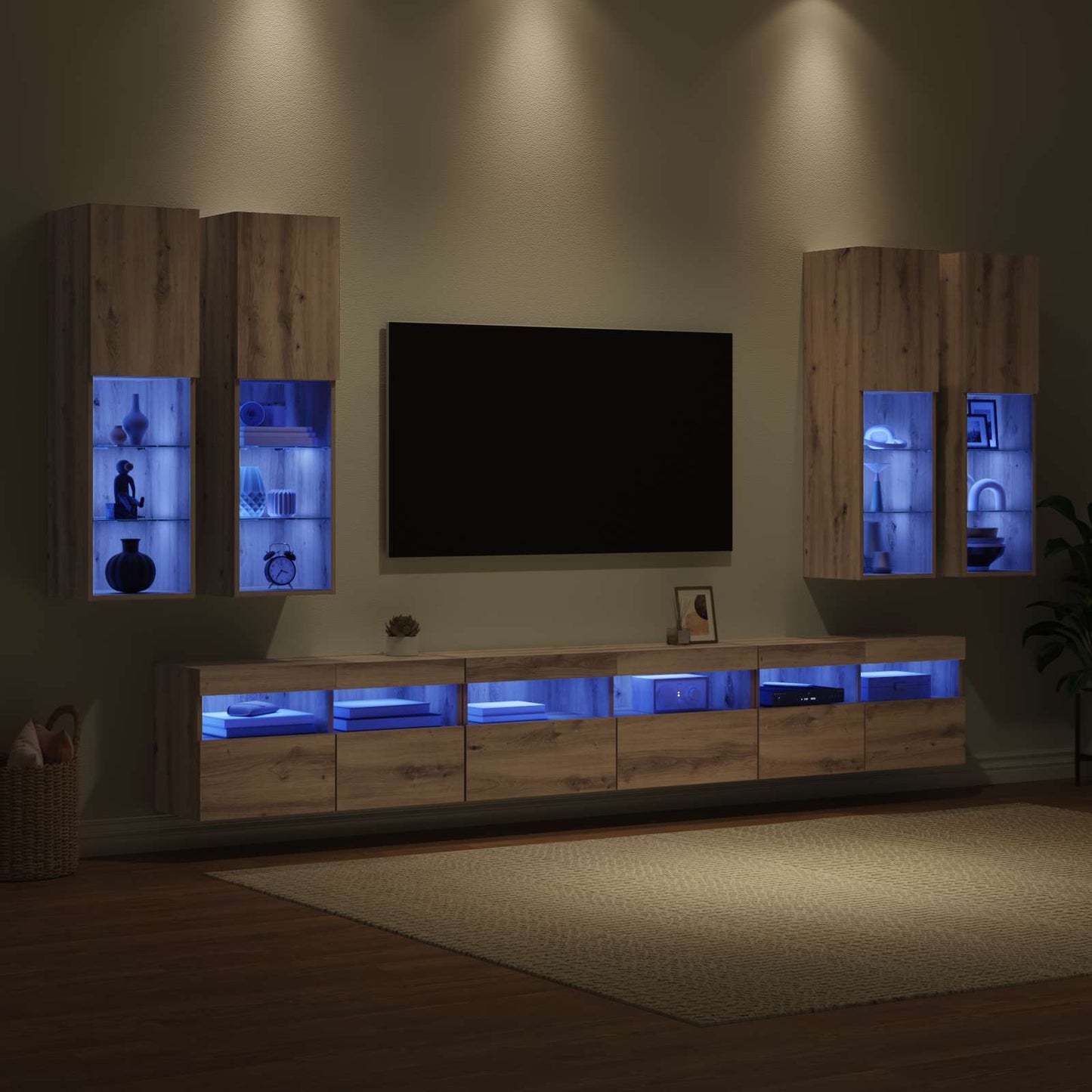TV falit kabinet szett 7 pcs Artisan tölgy Szerelt Fa