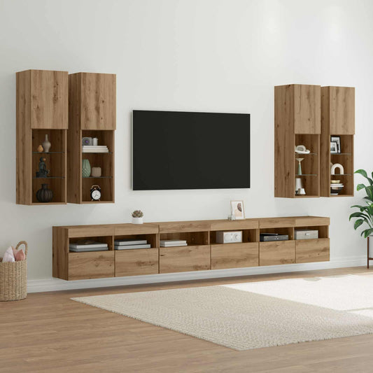 TV falit kabinet szett 7 pcs Artisan tölgy Faanyag