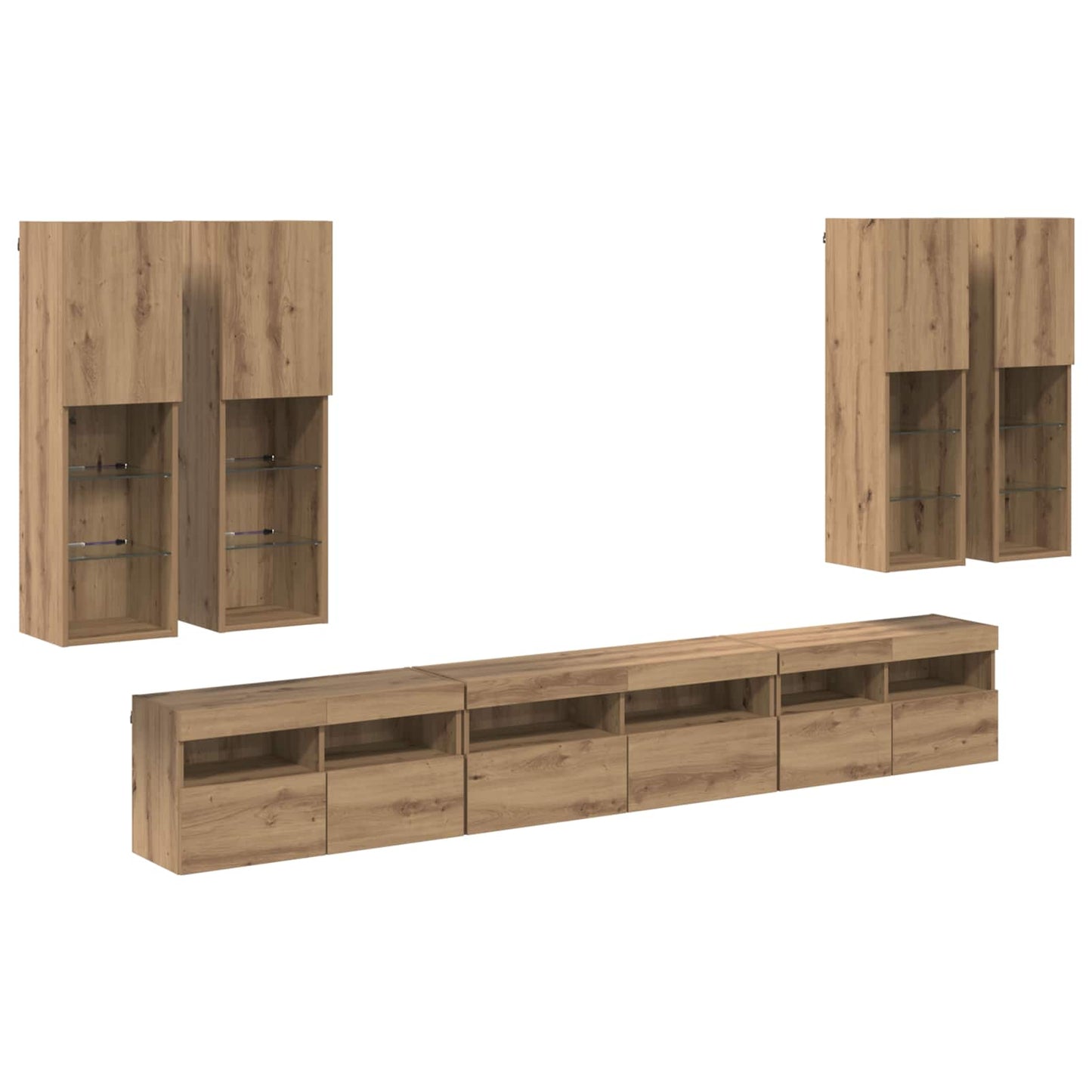 TV falit kabinet szett 7 pcs Artisan tölgy Szerelt Fa