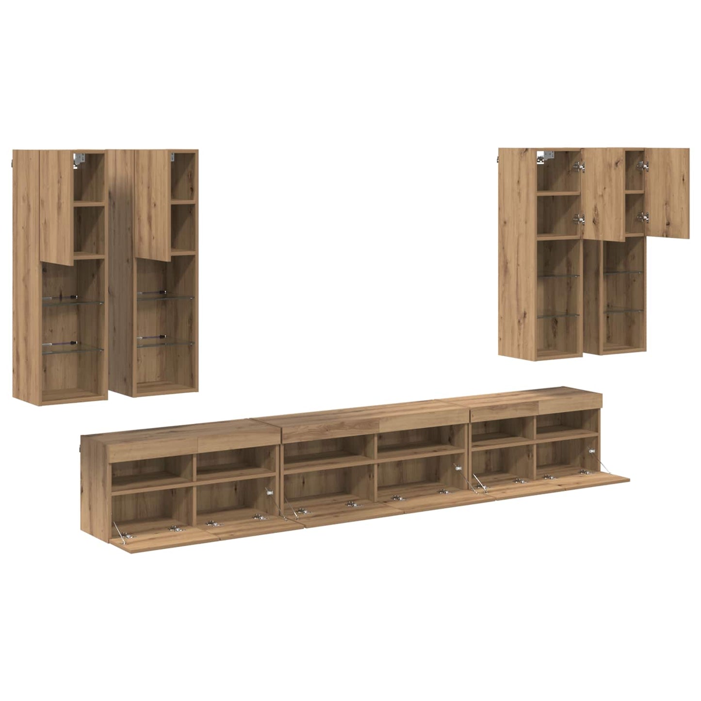TV falit kabinet szett 7 pcs Artisan tölgy Szerelt Fa