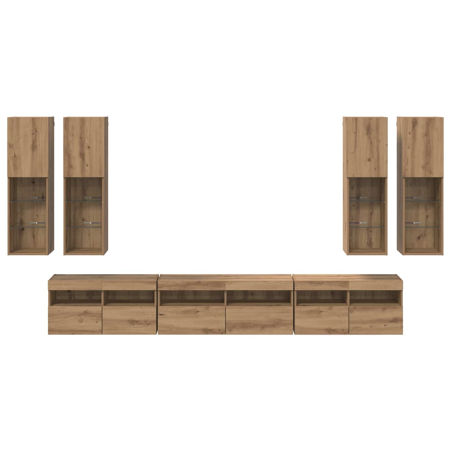 TV falit kabinet szett 7 pcs Artisan tölgy Szerelt Fa