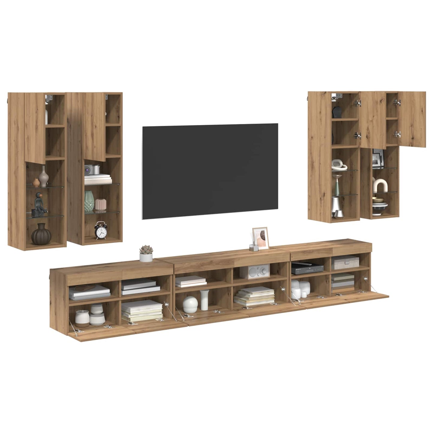 TV falit kabinet szett 7 pcs Artisan tölgy Szerelt Fa