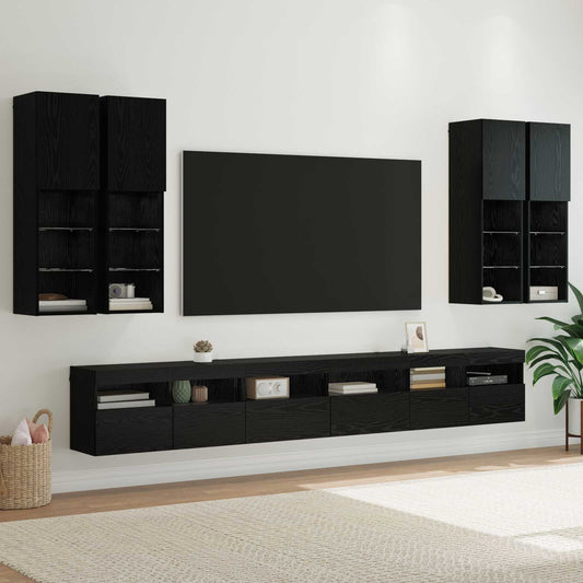 TV falit kabinet szett 7 pcs Fekete tölgy Faanyag
