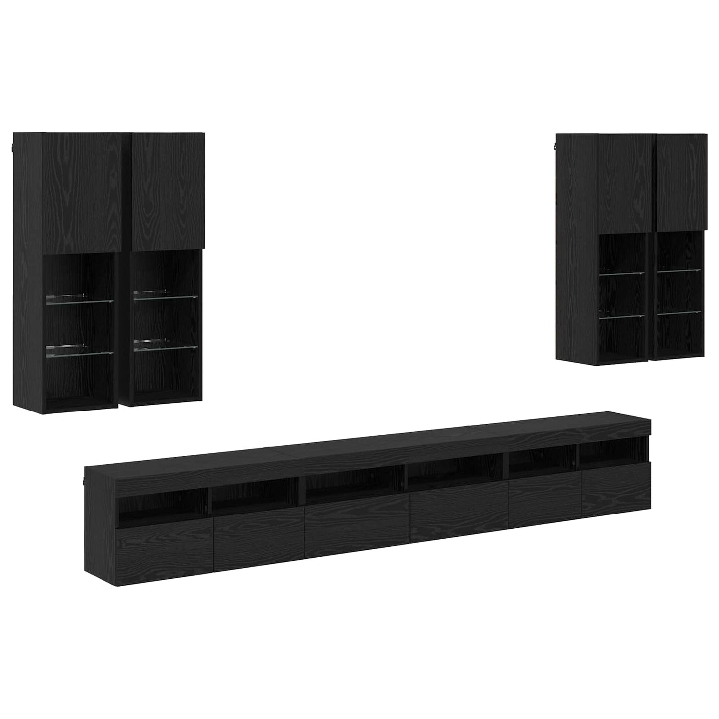 TV falit kabinet szett 7 pcs Fekete tölgy Szerelt Fa