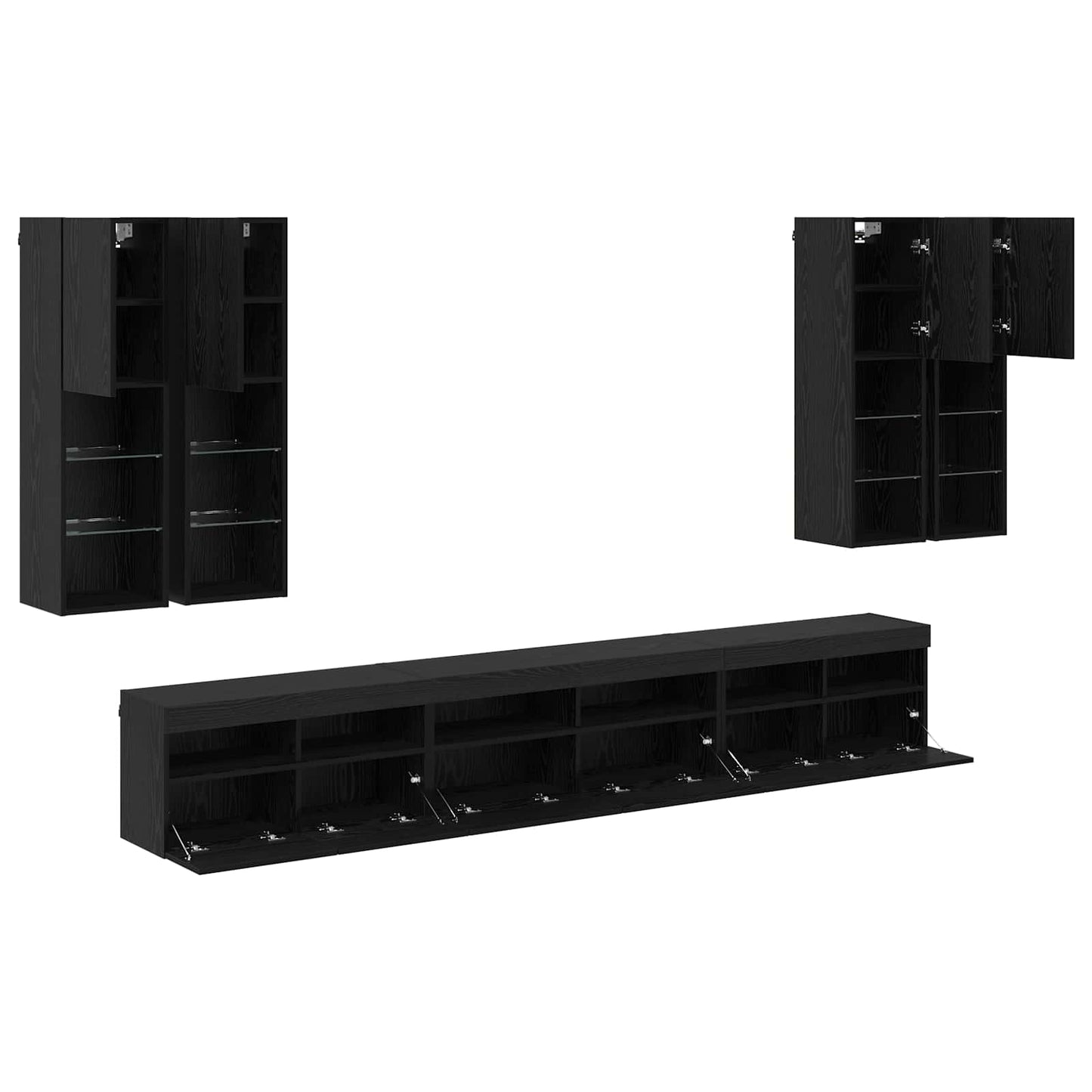 TV falit kabinet szett 7 pcs Fekete tölgy Szerelt Fa