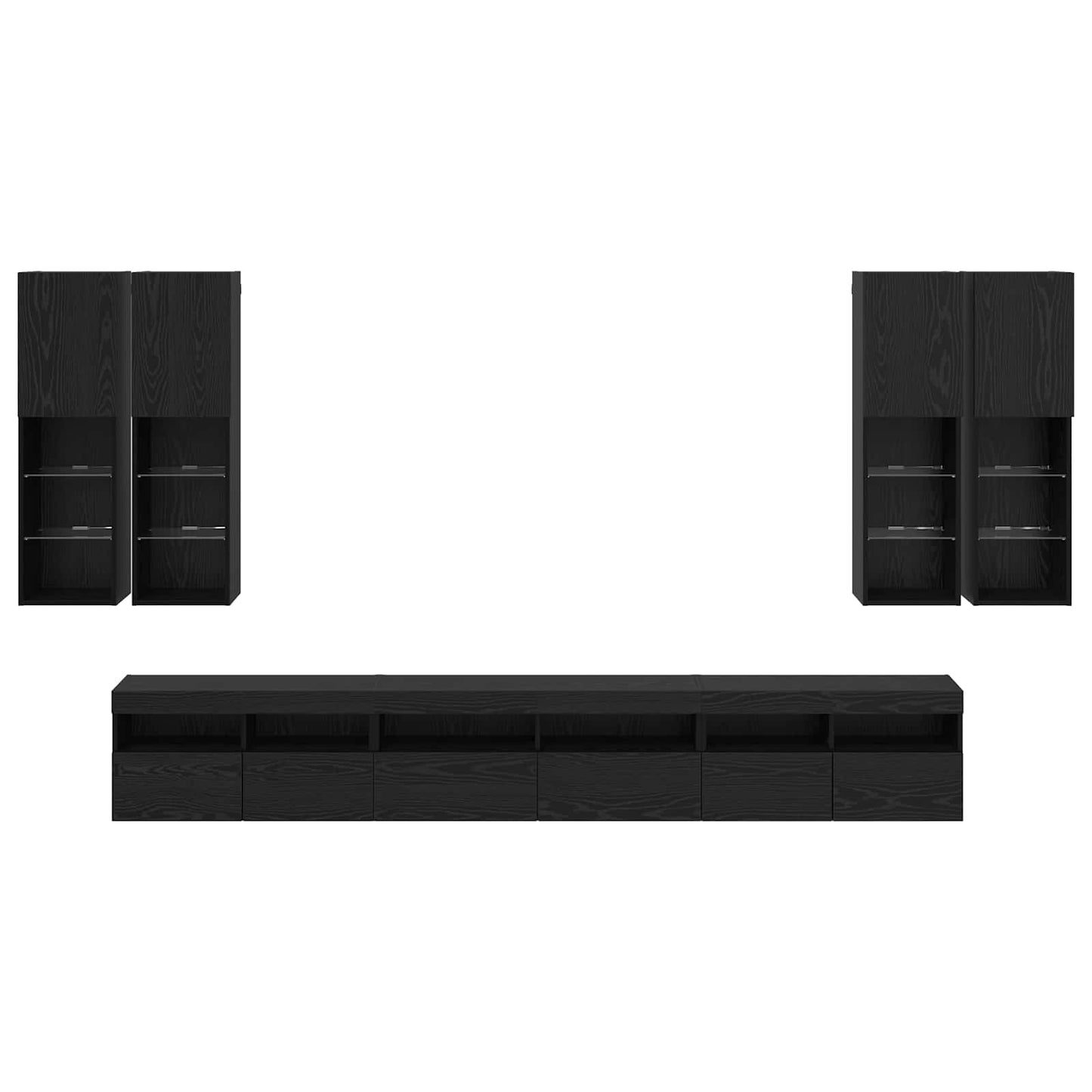 TV falit kabinet szett 7 pcs Fekete tölgy Szerelt Fa